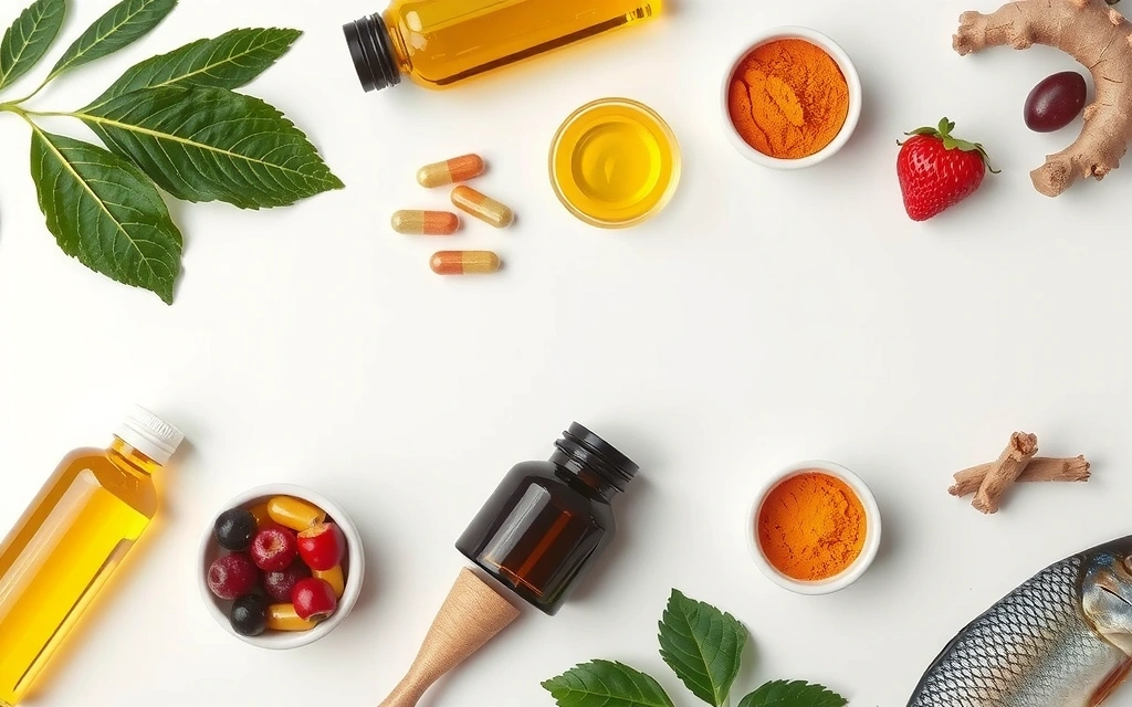 Assortiment de compléments alimentaires naturels et ingrédients bruts